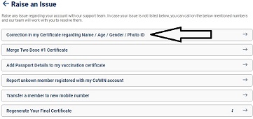 Covid Vaccine Certificate Correction Form