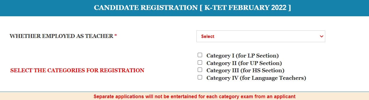 KTET Registration Form, Apply Online