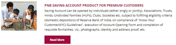 PNB Saving Account Product For Premium Customers