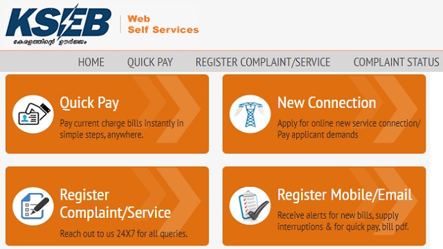 KSEB Online Bill Payment, kseb.in login, Quick Pay, Payment History, Download Bill, Online Application
