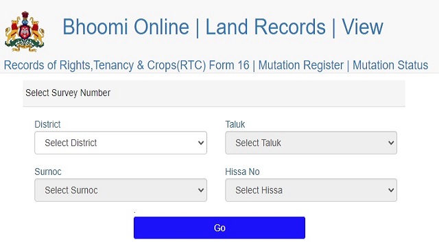 Bhoomi Online Land Records Karnataka Registration, landrecords.karnataka.gov.in RTC Mutation Status