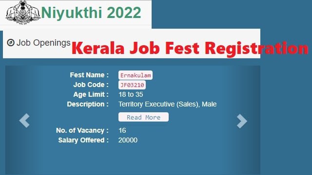 www.jobfest.kerala.gov.in registration 2022 Online - Niyukti Job Fair Login